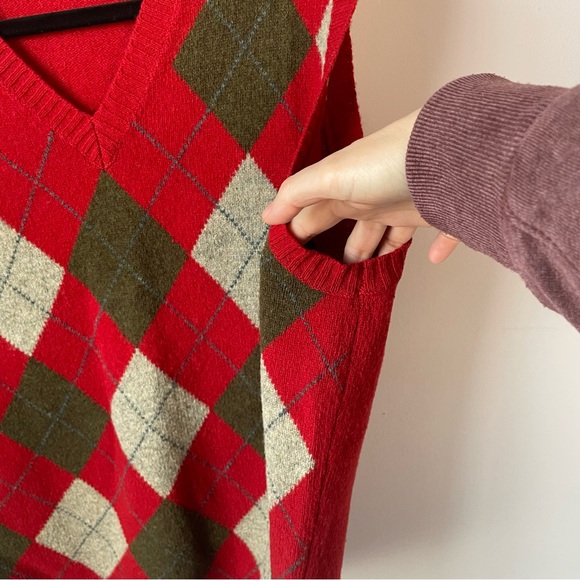 J. Crew Men’s Red/Gray Lambswool Argyle Sweater Vest Preppy Academia Size Large - Picture 13 of 16